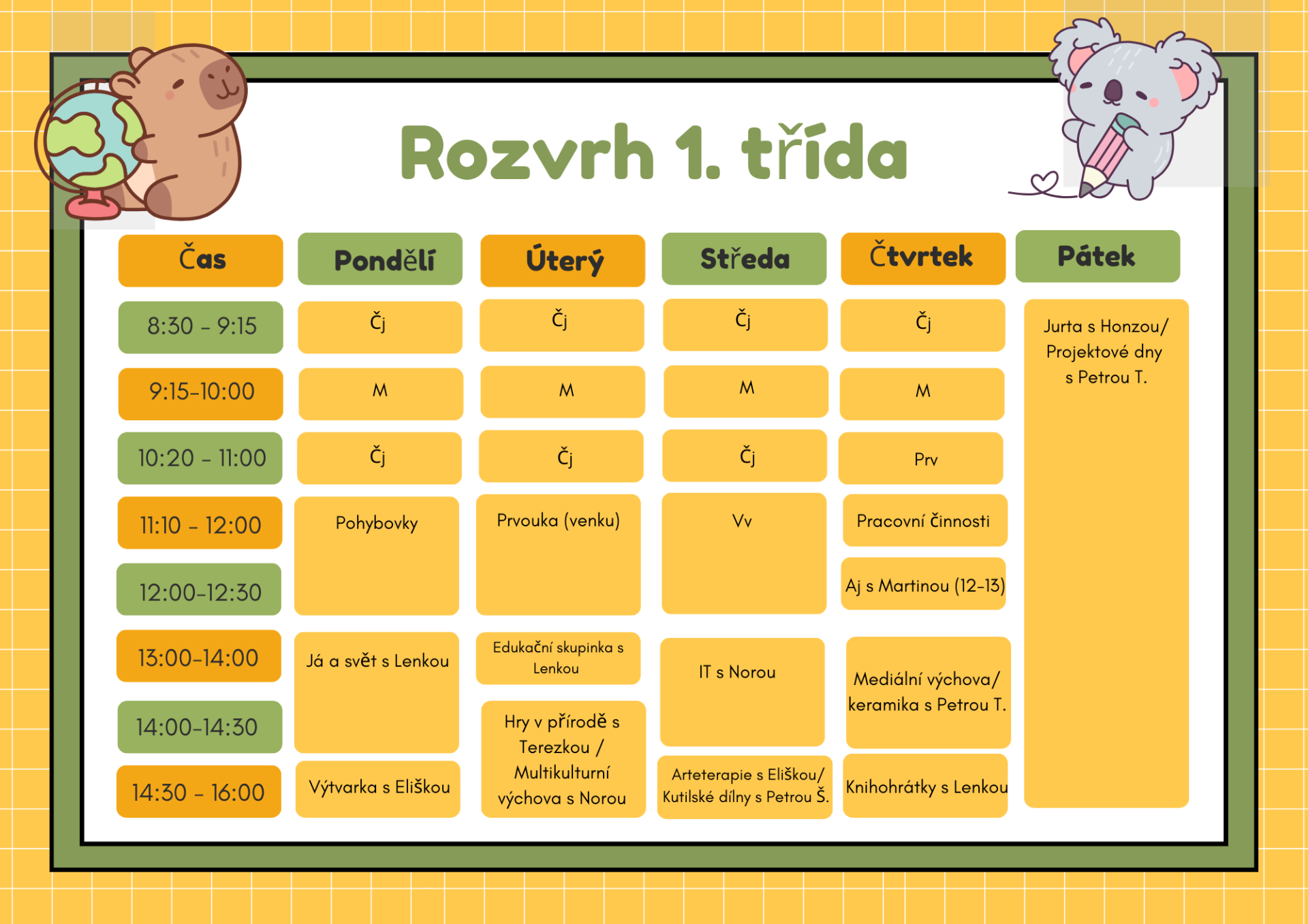 Rozvrh 1. třída