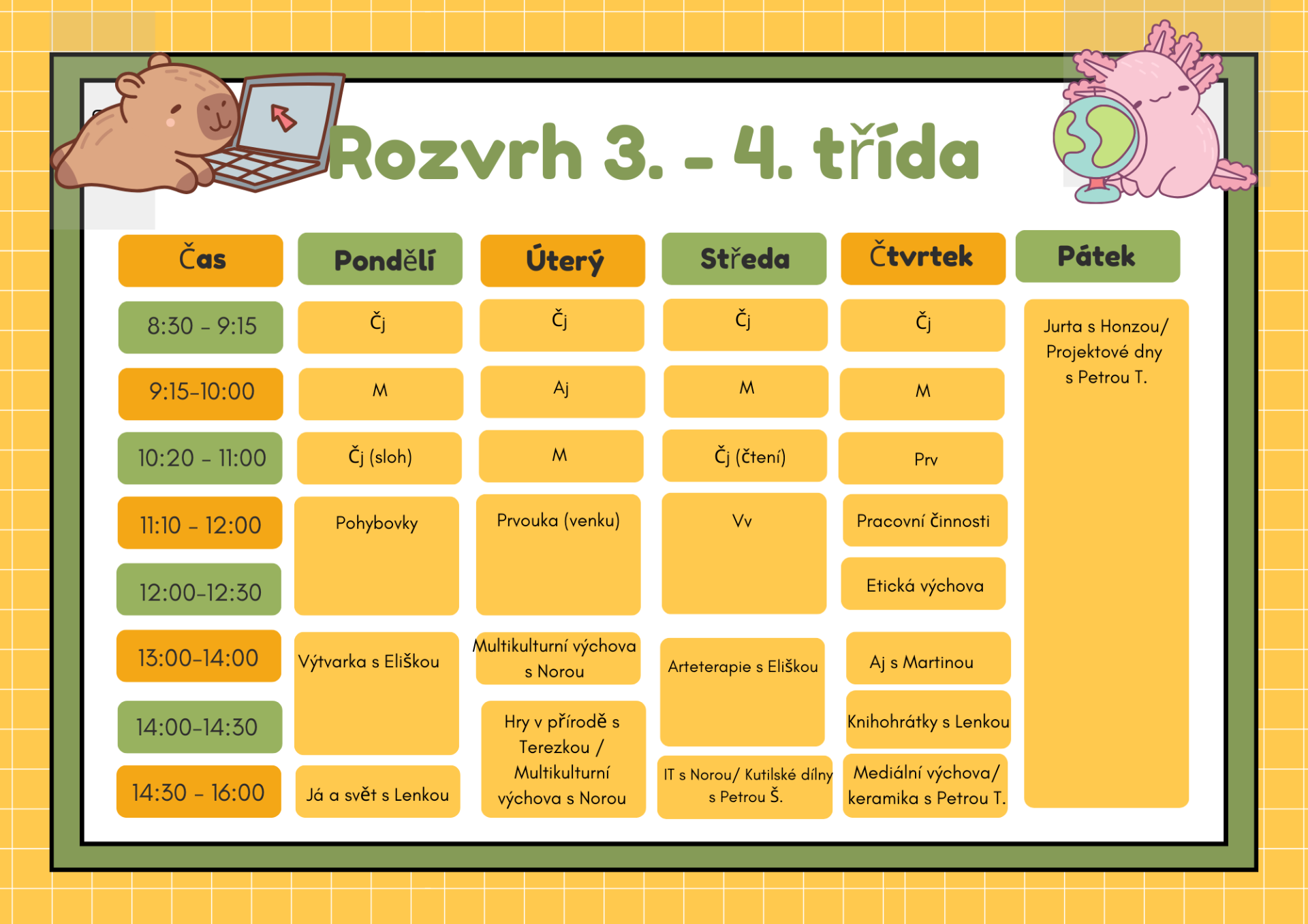 Rozvrh 3. -4. třída